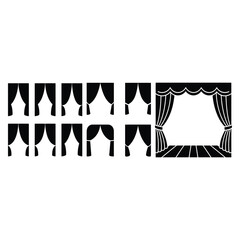 A collection of Curtain Pulled Aside With Empty Stage Silhouette.