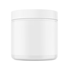 Blank package container for supplement, sport nutrition, powder products. Vector illustration isolated on white background. Can be use for your design, advertising, promo and etc. EPS10.