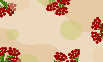 Red flowers background vector. hand drawn rose banner for presentation.