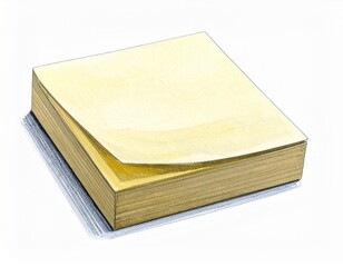 Fototapeta premium Stack of Yellow Square Sticky Notes with One Leaf Detached Isolated