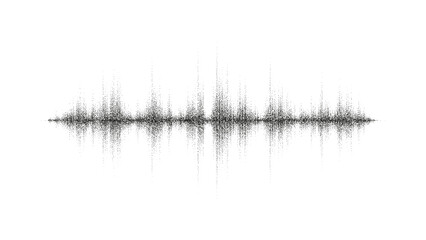 A dotted grainy gradient sound waves. Vector gritty voice message record or noise sound wave isolated on white background. Sound signal or equalizer waves with stipple effect.