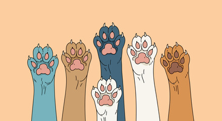 Raised Animal Paws Illustration