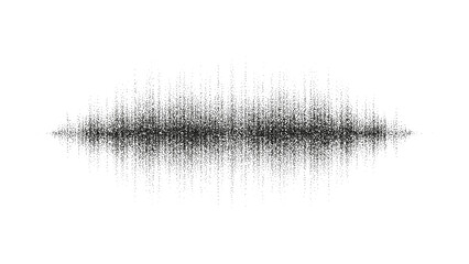 A dotted grainy gradient noise sound waves. Vector gritty voice message record or sound waves isolated on white background. Sound signal or equalizer waves with stipple effect.