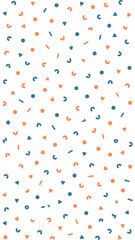 Geometric Pattern: A whimsical composition of scattered shapes and colors, creating a visually stimulating backdrop.