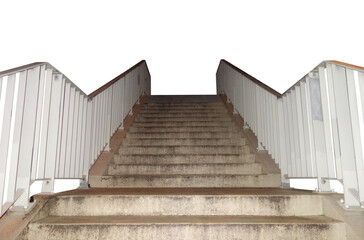 Concrete metal stairs leading on top. On isolated transparent background.