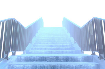 Icy stairs, leading on top. On isolated transparent background.