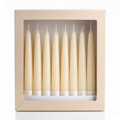 Beeswax Taper Candles Displayed in Beige Box for Elegant Home Decor Lighting