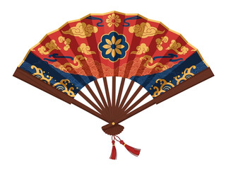 Elegant Oriental Fan A Detailed Illustration of Traditional Design and Cultural Significance