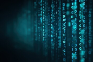 Abstract digital matrix of blue binary code with depth effect