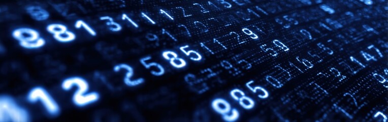 Blue digital matrix with binary numbers in motion