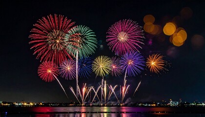 Fototapeta premium Farbenfrohes Feuerwerk am Nachthimmel