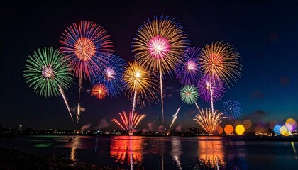Farbenfrohes Feuerwerk am Nachthimmel