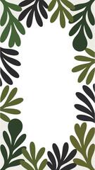 Botanical Frame: An elegant botanical frame, crafted from stylized leaves, gracefully encircles a central space, creating a harmonious blend of nature and design.