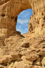 Rock arch in desert, Timna park, Israel