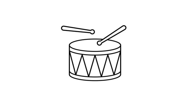 Animated drum line icon animation isolated on clean white background