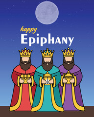 Three Kings Epiphany Illustration with Star of Bethlehem