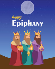 Three Kings Epiphany Illustration with Star of Bethlehem