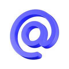 at sign 3d rendering icon blue color