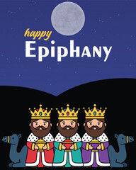 Three Kings Epiphany Illustration with Star of Bethlehem