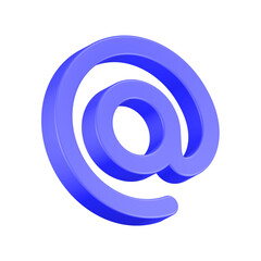 at sign 3d rendering icon blue color