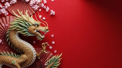 Obraz premium Golden Dragon Illustration for Lunar New Year