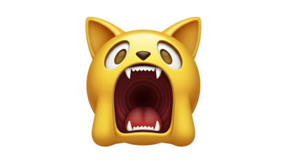 Laughing cat face emoji isolated on transparent background
