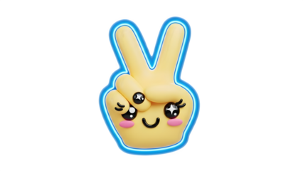 Smiling cartoon hand gesture isolated on transparent background