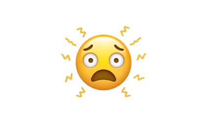 Angry face emoji isolated on transparent background with lightning