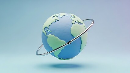 A stylized blue and green globe with a metallic ring and 'n' indicator for global navigation