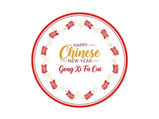 Happy Chinese New Year Wishes and Greetings in Traditional Circular Design with Red and Gold Elements