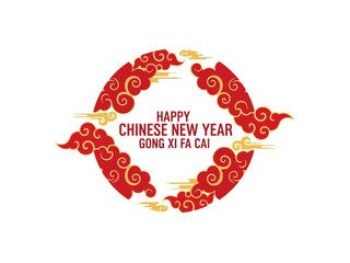 Elegant Chinese New Year Greeting Card Design with Red and Gold Elements