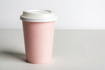 Light Pink Minimalist Coffee Cup with White Lid