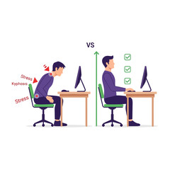 Two Office Workers at Desks Demonstrating Productivity Comparison.