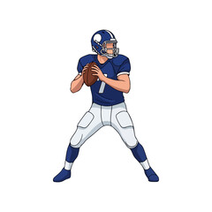 Naklejka premium Football quarterback in action preparing to throw ball.