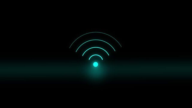 Radio waves signal, radar HUD searching interface animated., Wi-fi wireless internet network net connection icon logo wi-fi. technology wireless signal icon on a black background.