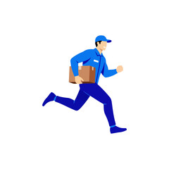 Delivery Courier Running with Package Illustration.