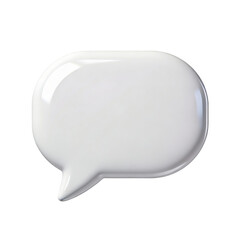 3d white speech bubble icon isolated on transparent background for apps and UI. Ideal for chat, comments, messaging, feedback, notifications, support tools, and clean communication interfaces