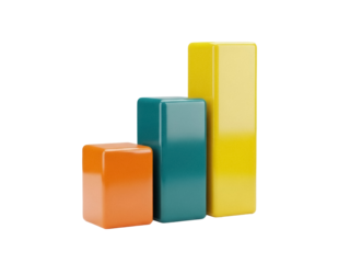 Isolated 3D rendering of colorful glossy cubes for business chart, data analysis concept