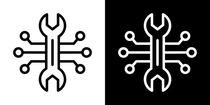 Remote Maintenance Icon Of Line Black And White Style Vector Illustration
