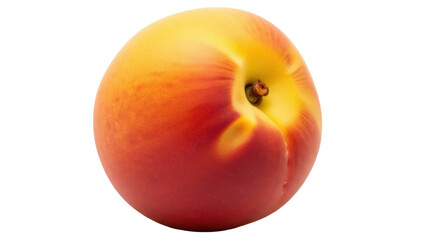 Isolated ripe and juicy peach fruit with fuzzy skin, ready to eat as a healthy dessert snack