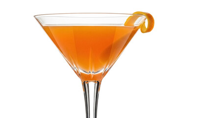 Isolated orange cocktail in a martini glass with citrus garnish, ready for party guests