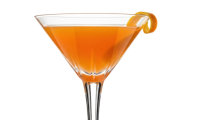 Isolated orange cocktail in a martini glass with citrus garnish, ready for party guests