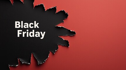A torn piece of paper showcases bold lettering announcing Black Friday, hinting at special shopping deals and discounts
