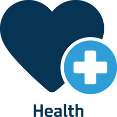 Fototapeta premium A simple medical icon featuring a dark blue heart and a healthcare cross symbol