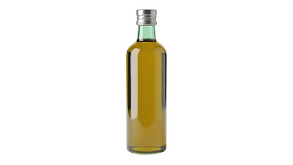 Isolated bottle of olive oil featuring a silver cap for healthy cooking and flavor enhancer