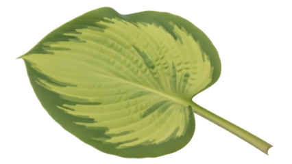 Isolated Hosta leaf, variegated foliage, yellow and green margin, tropical botanical vector