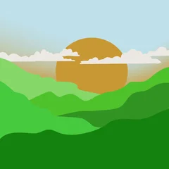 Keuken spatwand met foto Groen Mountain landscape  © Drielle