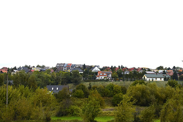 Panoramic autumn view of residential area on hill