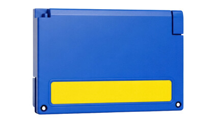 Isolated Data Storage Floppy Disk Cartridge for Commodore 64 computer, blue and yellow