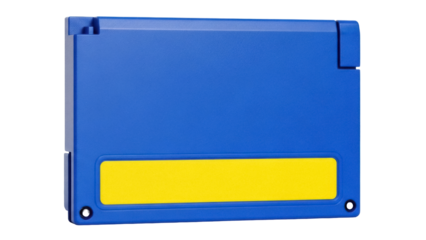 Isolated Data Storage Floppy Disk Cartridge for Commodore 64 computer, blue and yellow